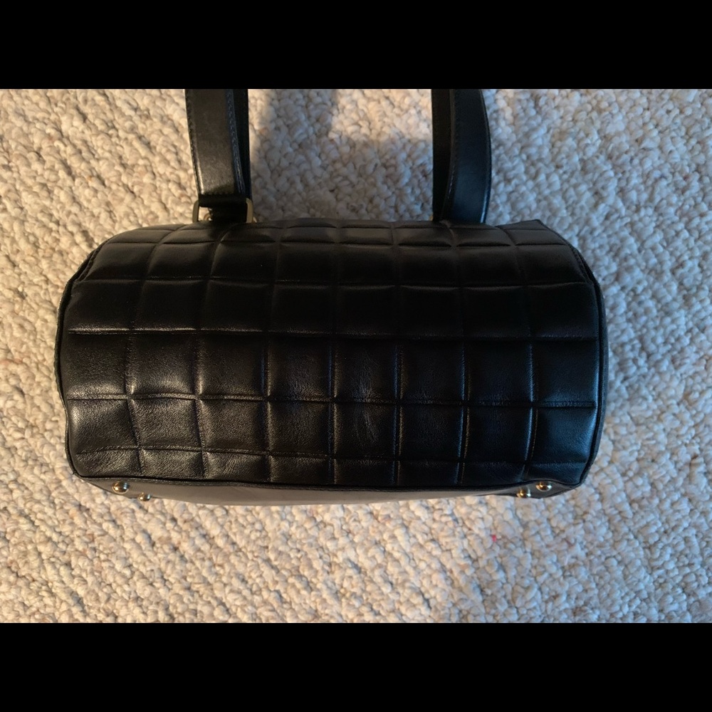 Authentic Chanel chocolate bar shoulder bag in black